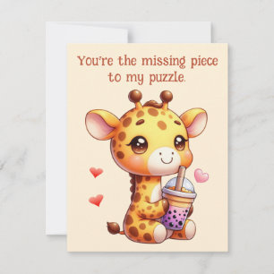 Cartes Pour Fêtes Annuelles Valentines Jour Cute Giraffe Love Boba