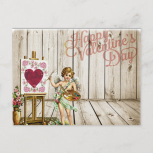 Cartes Pour Fêtes Annuelles Valentines Jour Fleurs Vintages Cherub