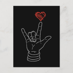 Cartes Pour Fêtes Annuelles Valentines Jour I Love You Main Sign ASL Heart