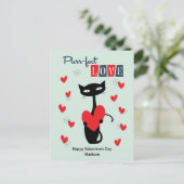 Cartes Pour Fêtes Annuelles Valentines Jour Rétro Mid Century Chat (Debout devant)