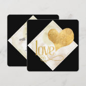Cartes Pour Fêtes Annuelles Valentines minimum Black et Gold LOVE (Devant / Derrière)