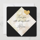Cartes Pour Fêtes Annuelles Valentines minimum Black et Gold LOVE (Dos)