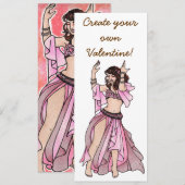 Cartes Pour Fêtes Annuelles Valentines roses Danseur du ventre (Devant / Derrière)