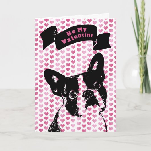 Cartes Pour Fêtes Annuelles Valentines - silhouette de Boston Terrier (Devant)