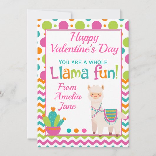 Cartes Pour Fêtes Annuelles Valentines Toute Llama Fun Classroom (Devant)