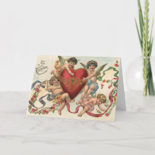 Cartes Pour Fêtes Annuelles Valentines vintages, Anges victoriens Coeur de Che