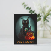 Cartes Pour Fêtes Annuelles Vampire Chat et Assistant Citrouille Halloween Sur (Debout devant)
