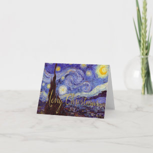 Cartes Pour Fêtes Annuelles Van Gogh Starry Nuit Joyeux Noël Gold Art