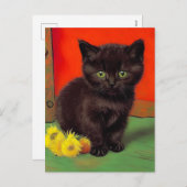 Cartes Pour Fêtes Annuelles Van Gogh Style Chat noir (Devant / Derrière)