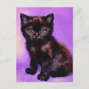 Cartes Pour Fêtes Annuelles Van Gogh Style Chat pourpre