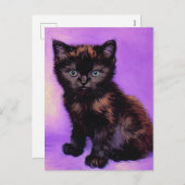 Cartes Pour Fêtes Annuelles Van Gogh Style Chat pourpre (Devant / Derrière)