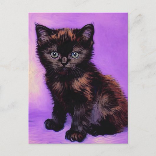 Cartes Pour Fêtes Annuelles Van Gogh Style Chat pourpre (Devant)