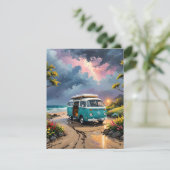 Cartes Pour Fêtes Annuelles Van Scene Sur La Plage C (Debout devant)