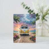 Cartes Pour Fêtes Annuelles Van Scene Sur La Plage E (Debout devant)