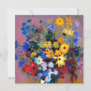 Cartes Pour Fêtes Annuelles Vase blanc avec fleurs Odilon Redon