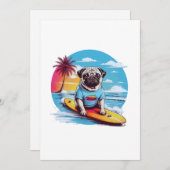 Cartes Pour Fêtes Annuelles Vector dog surf dans les vagues (Devant / Derrière)