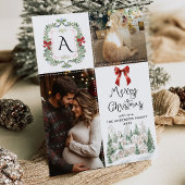 Cartes Pour Fêtes Annuelles Végétal Monogram Crest Bow Joyeux Noël Photo