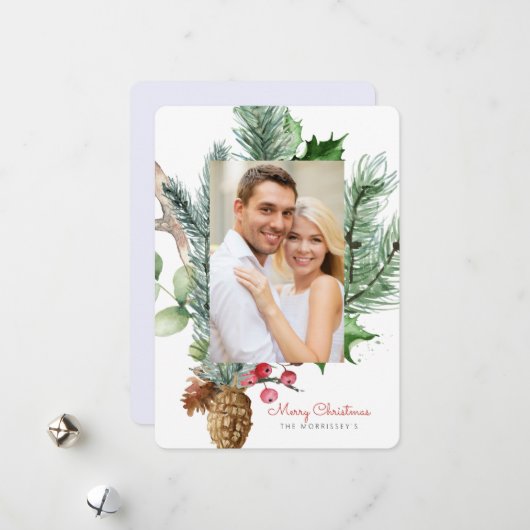 Cartes Pour Fêtes Annuelles Végétation botanique d'hiver 2 Appartement photo (Devant/Arrière en situation)