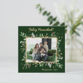 Cartes Pour Fêtes Annuelles Végétation botanique moderne Photo Feliz Navidad (Debout devant)