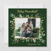 Cartes Pour Fêtes Annuelles Végétation botanique moderne Photo Feliz Navidad (Devant)