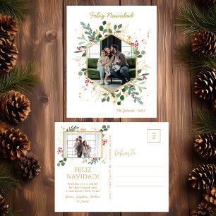 Cartes Pour Fêtes Annuelles Végétation botanique moderne Photo Feliz Navidad