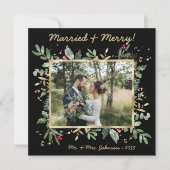 Cartes Pour Fêtes Annuelles Végétation botanique moderne Photo Marié & Joyeux (Devant)