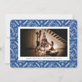Cartes Pour Fêtes Annuelles Végétation de Noël (Bleu) Photo horizontale (Devant)
