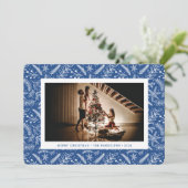 Cartes Pour Fêtes Annuelles Végétation de Noël (Bleu) Photo horizontale (Debout devant)