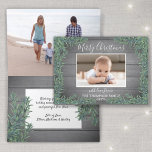 Cartes Pour Fêtes Annuelles Végétation de Noël & Bois gris 2 Photo repliée<br><div class="desc">Envoyez des salutations joyeuses et partagez deux de vos photos préférées avec une carte pliée style ferme moderne. Tout le texte sur ce modèle est simple à customiser pour inclure n'importe quel libellé, comme Joyeux Noël, Joyeux Fêtes, Joyeuses Fêtes, Bonne Année, Soirée de voeux, etc. (IMAGE PLACEMENT CONSEIL : Un...</div>