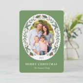 Cartes Pour Fêtes Annuelles Végétation de Noël Ovale Photo (Debout devant)