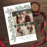 Cartes Pour Fêtes Annuelles Végétation d'hiver Blanc 3 Photo Noël<br><div class="desc">Cette élégante Winter Greenery White 3 Photo Christmas Holiday Card est entièrement personnalisable. Vous voulez customiser encore plus ? Cliquez sur "Modifier en utilisant l'outil de conception". Cette conception fait partie d'une collection. OEuvre d'aquarelle originale peinte à la main par le designer Stacey Meacham.</div>