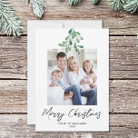 Cartes Pour Fêtes Annuelles Végétation d'hiver Mistletoe Photo de Noël<br><div class="desc">Cette carte de Noël simple et élégante est décorée avec de l'aquarelle,  de la verdure et de la typographie. Facilement personnalisable avec votre photo. Aquarelle originale © Michele Davies.</div>