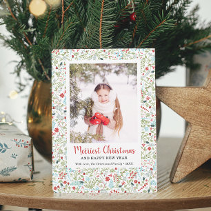 Cartes Pour Fêtes Annuelles Végétation d'hiver Motif Merriest Christmas Photo