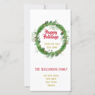 Cartes Pour Fêtes Annuelles Végétation d'hiver Nouvelle maison Joyeuses vacanc