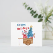 Cartes Pour Fêtes Annuelles Véhicule de vacances joyeuses avec bonhomme de nei (Debout devant)