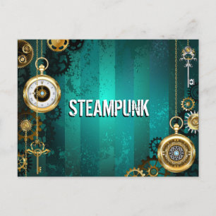 Cartes Pour Fêtes Annuelles Veille bijoux Steampunk sur un Arrière - plan vert