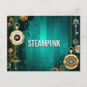 Cartes Pour Fêtes Annuelles Veille bijoux Steampunk sur un Arrière - plan vert (Devant)
