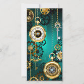 Cartes Pour Fêtes Annuelles Veille bijoux Steampunk sur un Arrière - plan vert (Devant)