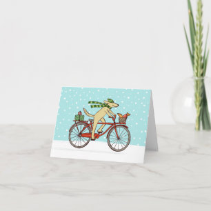 Cartes Pour Fêtes Annuelles Vélo Chien et écureuil Whimsical Joyeux vacances