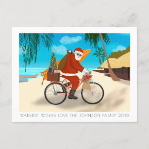 Cartes Pour Fêtes Annuelles Vélo Père Noël Tropical Island Summer Holiday