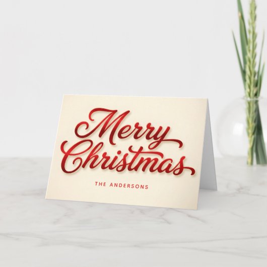 Cartes Pour Fêtes Annuelles Velvet Red Retro Script Merry Christmas (Devant)