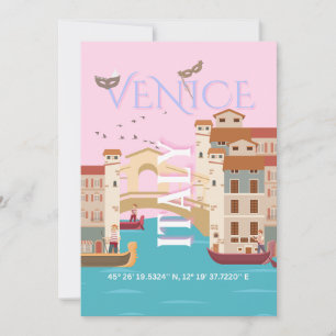 Cartes Pour Fêtes Annuelles Venice Travel Art, Italie, Retro Travel Art
