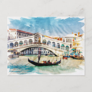 Cartes Pour Fêtes Annuelles Venise Italie Aquarelle Vintage World Travel Art