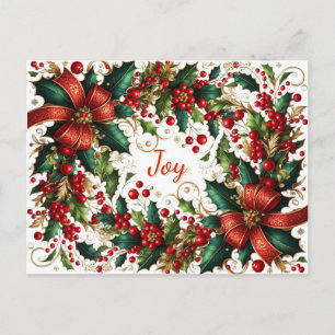 Cartes Pour Fêtes Annuelles Verdure avec couronnes de houx Joie