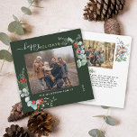 Cartes Pour Fêtes Annuelles Verdure botanique Aquarelle Élégante Forêt verte<br><div class="desc">Vous adorerez ces belles cartes de Noël ! Elles sont décorées d'aquarelles botaniques avec des guillemots,  des branches de pins,  des baies et de l'haleine des bébés.</div>
