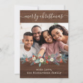 Cartes Pour Fêtes Annuelles Verdure de Noël rustique | Photo et script (Devant)