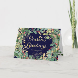 Cartes Pour Fêtes Annuelles Verdure dorée   BONNES FÊTES