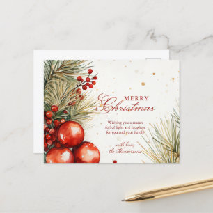 Cartes Pour Fêtes Annuelles Verdure Et Ornements De Noël