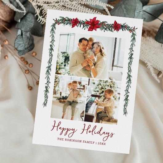 Cartes Pour Fêtes Annuelles Verdure minimale Garland Joyeuses vacances 3 Photo