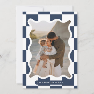 Cartes Pour Fêtes Annuelles Vérification de bord ondulé moderne photo minimale